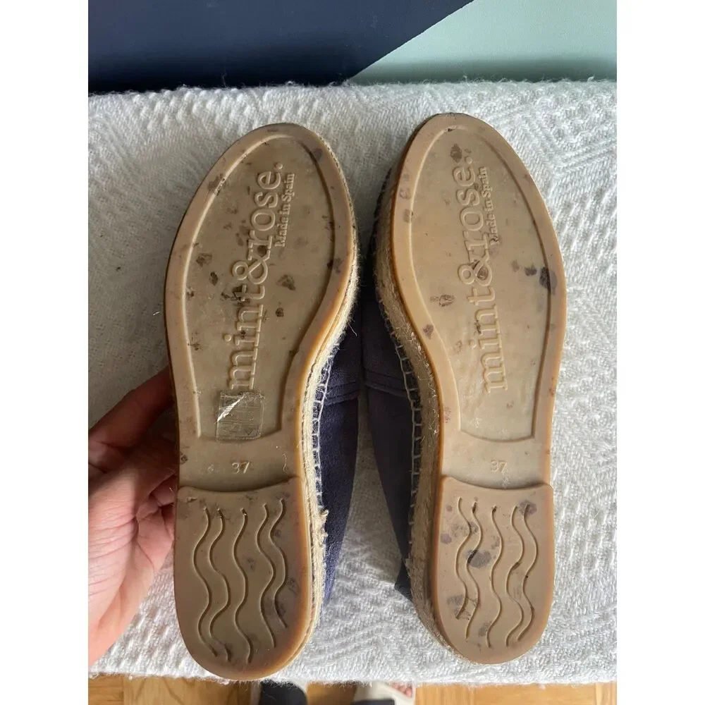 Mint & Rose $220 blue suede handmade espadrilles, Size EU 37 (US 6.5-7), VGUC